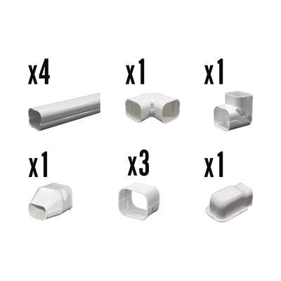 THORSMAN - Kit de Canaletas Para la Organización de Tuberías y Cables Eléctricos en Instalaciones de Aire Acondicionado, Uso en Interiores y Exteriores, PVC Rígido, Ideal Para Minisplit, Contenido de Kit (11 Piezas), (3000-00000)