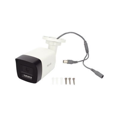 HILOOK BY HIKVISION - [Audio Bidireccional + Dual Light + ColorVu] Bala TURBOHD 2 Megapixel (1080p) / Lente 2.8 mm / 30 mts IR EXIR + 20 mts Luz Blanca / Micrófono y Bocina Integrado / Exterior IP67 / Metal / dWDR