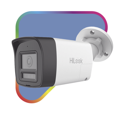 HILOOK BY HIKVISION - [Audio Bidireccional + Dual Light + ColorVu] Bala TURBOHD 2 Megapixel (1080p) / Lente 2.8 mm / 30 mts IR EXIR + 20 mts Luz Blanca / Micrófono y Bocina Integrado / Exterior IP67 / Metal / dWDR