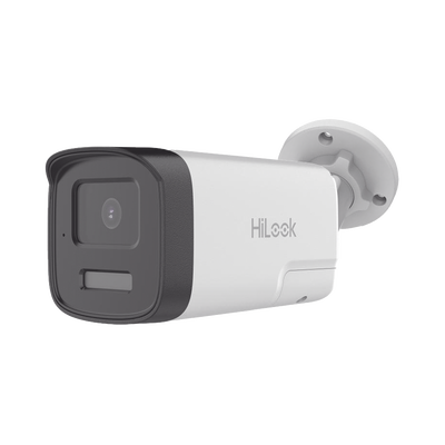 HILOOK BY HIKVISION - [Audio Bidireccional + Dual Light + ColorVu] Bala TURBOHD 2 Megapixel (1080p) / Lente 3.6 mm / 40 mts IR EXIR + 40 mts Luz Blanca / Micrófono y Bocina Integrado / Exterior IP67 / dWDR