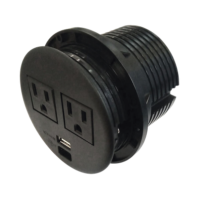 THORSMAN - Multicontactos Empotrable Doble/ USB A & C, Color Negro, No Incluye Cable de Poder (11000-83604)