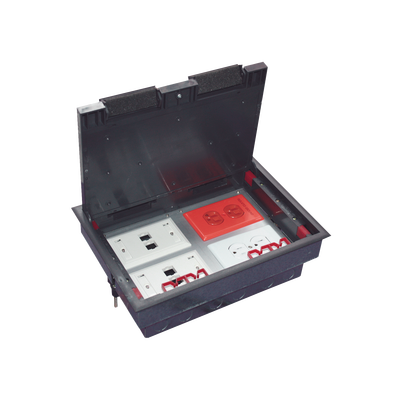 THORSMAN - Caja de Piso para Cuatro Módulos Universales (Socket M4), para Alimentación Eléctrica y Redes de Datos (11000-43401) No Incluye Faceplates