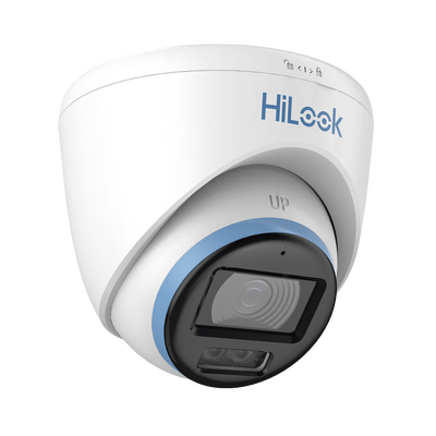 HILOOK BY HIKVISION - [Dual Light + ColorVu] Turret TurboHD 3K / 5 Megapixel / Lente 3.6 mm / 40 mts IR EXIR + 40 mts Luz Blanca / Micrófono Integrado / Exterior IP67 / dWDR