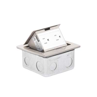 THORSMAN - Mini Caja de Piso Rectangular en Acero Inoxidable con 2 Contactos Eléctricos (11000-21201)