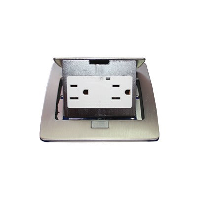THORSMAN - Mini Caja de Piso Rectangular en Acero Inoxidable con 2 Contactos Eléctricos (11000-21201)
