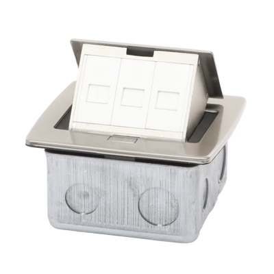 THORSMAN - Mini Caja de Piso Rectangular para Datos y Conectores Tipo Keystone, Color y Material en Acero Inoxidable (3 Puertos) (11000-21202)