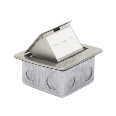 THORSMAN - Mini Caja de Piso Rectangular para Datos y Conectores Tipo Keystone, Color y Material en Acero Inoxidable (3 Puertos) (11000-21202)