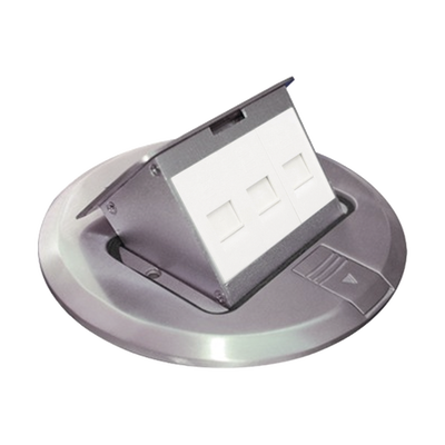 THORSMAN - Mini Caja de Piso Redonda para Datos o Conectores Tipo Keystone, Color Acero Inoxidable (3 Contactos) (11000-12202)