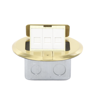 THORSMAN - Mini Caja de Piso Redonda para Datos o Conectores Tipo Keystone, Color Bronce (3 Contactos) (11000-12102)