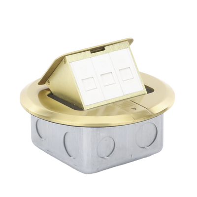 THORSMAN - Mini Caja de Piso Redonda para Datos o Conectores Tipo Keystone, Color Bronce (3 Contactos) (11000-12102)