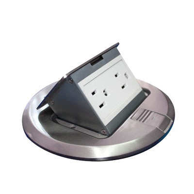 THORSMAN - Mini Caja de Piso Redonda Acero Inoxidable (2 Contactos) (11000-12201)