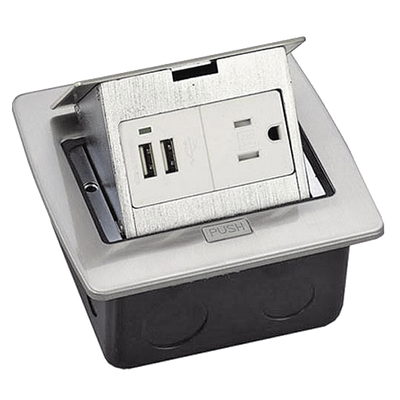 THORSMAN - Caja de piso cuadrada con 2 puertos USB y contacto eléctrico (11000-21203)