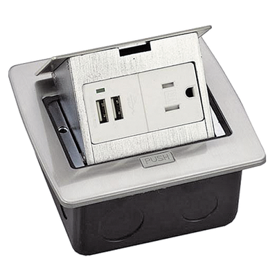 THORSMAN - Caja de piso cuadrada con 2 puertos USB y contacto eléctrico (11000-21203)