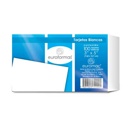 EUROFORMAS - TARJETA EUROFORMAS BIBLIOGRAFICA BLANCA 3X5 C/100