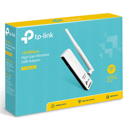 TP-LINK - Adaptador Wi-Fi USB TP-Link TL-WN722N N150 150Mbps 2.4GHz Antena Desmontable 4dBi