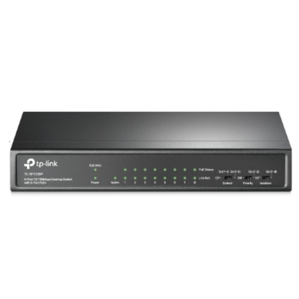 TP-LINK - Switch TP-Link 9-Port 10/100 Mbps Desktop Switch with 8-Port PoE 8× 10/100 Mbps PoE Ports 1× 10/100 Mbps Non-PoE Ports