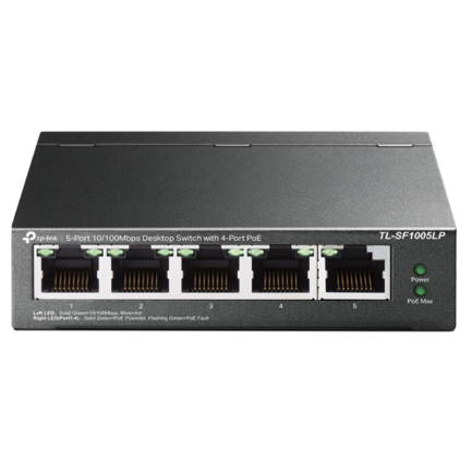 TP-LINK - Switch TP-Link 5-Port 10/100 Mbps Desktop 4-Port PoE 4× 10/100 Mbps PoE Ports 1× 10/100 Mbps Non-PoE Port
