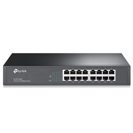 TP-LINK - Switch TP-Link 16-Port 10/100 Mbps Switch 16× 10/100 Mbps RJ45 Ports 1U 13-inch Rack-mountable Steel Case