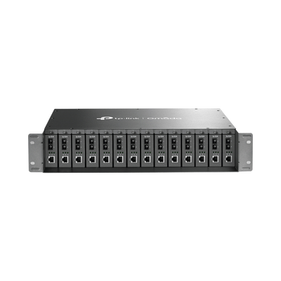 TP-LINK - Chasis para Montaje en Rack de 14 bahías / Soporta Convertidores de Fibra Óptica TP-Link /  Compatibles (MC111CS, MC112CS, MC220L, MC110CS, MC100CM, MC210CS, MC200CM) / Plug and Play