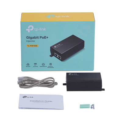 TP-LINK - Inyector PoE+ (30W) / Gigabit 802.3 af/at / 2 puertos 10/100/1000 Mbps / Plug and Play / Fuente alimientación Integrada