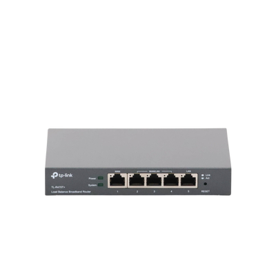TP-LINK - Router Balanceador de Carga Multi-Wan, 1 puerto LAN 10/100 Mbps, 1 puerto WAN 10/100 Mbps, 3 puertos Auto configurables LAN/WAN, Sesiones Concurrentes 10,000 para Pequeña Oficina