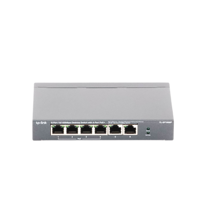 TP-LINK - Switch PoE no Administrable de escritorio / 6 puertos 10/100 Mbps / 4 puertos PoE af/at / Presupuesto 67 W / Modo Extensor hasta 250 m / Calidad video prioritaria