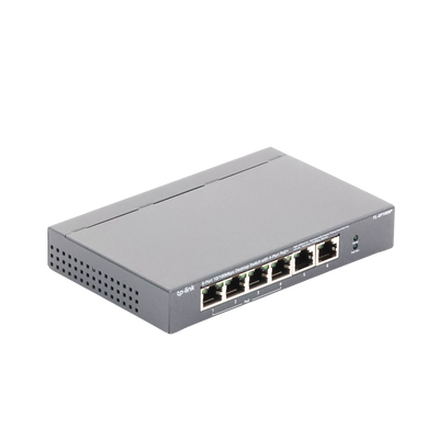 TP-LINK - Switch PoE no Administrable de escritorio / 6 puertos 10/100 Mbps / 4 puertos PoE af/at / Presupuesto 67 W / Modo Extensor hasta 250 m / Calidad video prioritaria