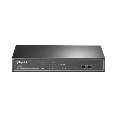 TP-LINK - Switch PoE No Administrable de Escritorio / 8 puertos 10/100 Mbps / 4 puertos PoE af / Presupuesto 41 W / Modo extensor PoE hasta 250 metros / Calidad video prioritaria