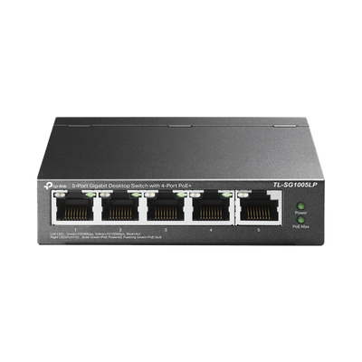 TP-LINK - Switch Escritorio No Administrable de 5 puertos 100/100/1000 Mbps / Con 4 puertos PoE 802.3af/at de hasta 40 W