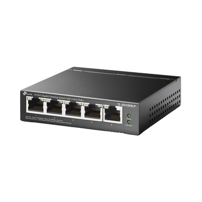 TP-LINK - Switch Escritorio No Administrable de 5 puertos 100/100/1000 Mbps / Con 4 puertos PoE 802.3af/at de hasta 40 W
