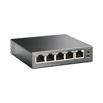 TP-LINK - Switch Escritorio No Administrable de 5 puertos 10/100/1000 Mbps / Con 4 puertos PoE 802.3af/at de hasta 65 W / PoE Extendido hasta 250 metros