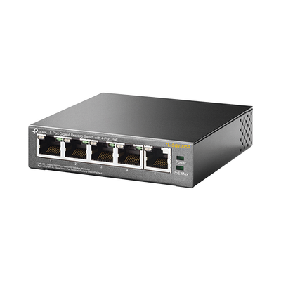 TP-LINK - Switch Escritorio No Administrable de 5 puertos 10/100/1000 Mbps / Con 4 puertos PoE 802.3af/at de hasta 65 W / PoE Extendido hasta 250 metros