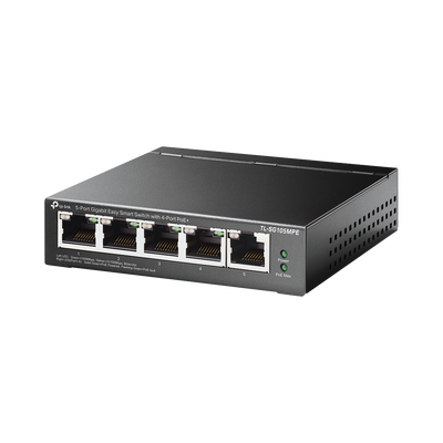 TP-LINK - Switch Administrable / Escritorio Easy Smart / 5 puertos 10/100/1000 Mbps / IGMP para Vigilancia / Calidad en el Servicio (QoS) / Gestión GUI / Recuperación automática PoE