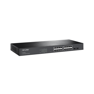 TP-LINK - Smart Switch administrable Capa 2, 16 puertos 10/100/1000 Mbps + 2 puertos SFP