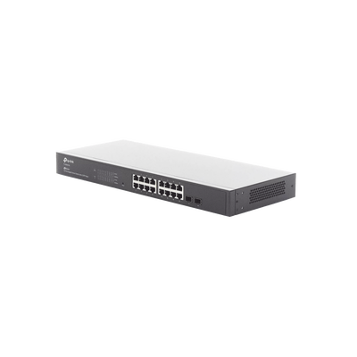 TP-LINK - Switch Omada SDN Administrable / 16 puertos Gigabit y 2 puertos SFP / Funciones sFlow, QinQ y QoS / Administración centralizada OMADA