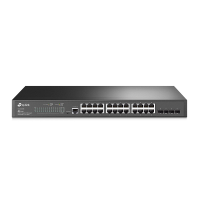 TP-LINK - Switch Omada SDN Administrable / 24 puertos Gigabit y 4 puertos SFP / Funciones sFlow, QinQ y QoS / Administración centralizada OMADA