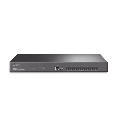 TP-LINK - Switch Fibra Óptica L2+ Omada / 8 Puertos SFP+ 10G /  2 Puertos Consola (RJ45 y micro-USB) / Administración Centralizada Omada o Stand-Alone / Multicast IGMP / Calidad de Servicio / Montaje en Rack / Silencioso (sin ventiladores)