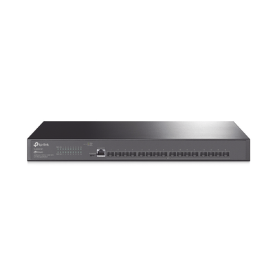 TP-LINK - Switch Fibra Óptica L2+ Omada / 16 Puertos SFP+ 10G / 2 Puertos Consola (RJ45 y micro-USB) / Administración Centralizada Omada o Stand-Alone / Multicast IGMP / Calidad de Servicio / Montaje en Rack / Silencioso (sin ventiladores)