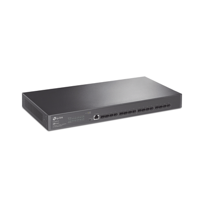 TP-LINK - Switch Fibra Óptica L2+ Omada / 16 Puertos SFP+ 10G / 2 Puertos Consola (RJ45 y micro-USB) / Administración Centralizada Omada o Stand-Alone / Multicast IGMP / Calidad de Servicio / Montaje en Rack / Silencioso (sin ventiladores)