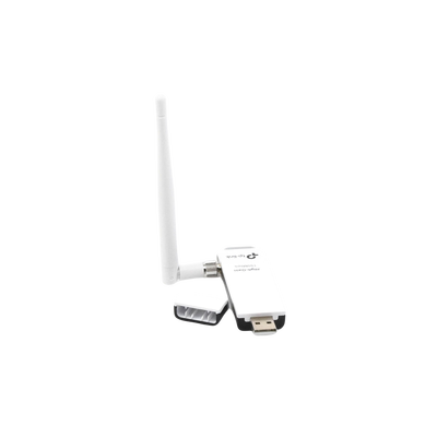 TP-LINK - Adaptador USB inalámbrico de alta ganancia N 150 Mbps 2.4 GHz con 1 antena desmontable de 4dBi