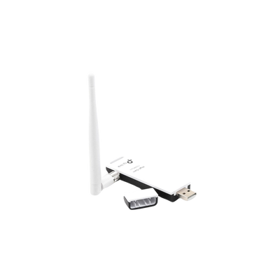 TP-LINK - Adaptador USB inalámbrico de alta ganancia N 150 Mbps 2.4 GHz con 1 antena desmontable de 4dBi