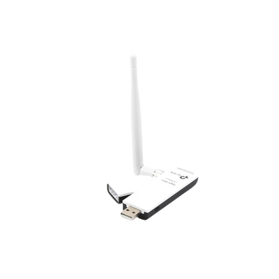 TP-LINK - Adaptador USB inalámbrico de alta ganancia N 150 Mbps 2.4 GHz con 1 antena desmontable de 4dBi