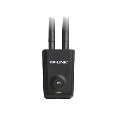 TP-LINK - Adaptador de alta potencia USB  inalámbrico/ WiFi N 300 Mbps / Frecuencia de 2.4 GHz / 2 Antenas Externas de 5 dBi / Compatibilidad Windows y Linux