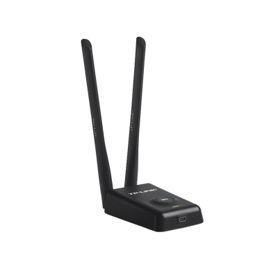 TP-LINK - Adaptador de alta potencia USB  inalámbrico/ WiFi N 300 Mbps / Frecuencia de 2.4 GHz / 2 Antenas Externas de 5 dBi / Compatibilidad Windows y Linux