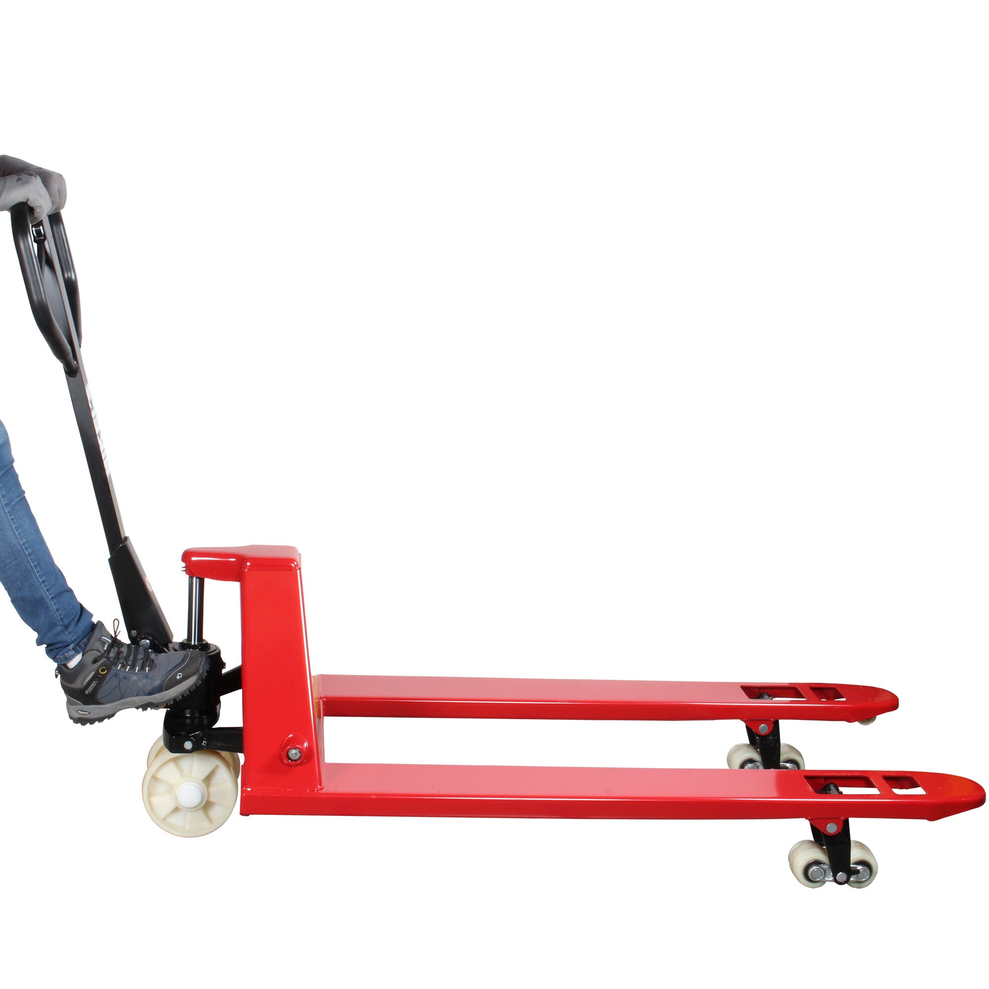 Patín hidráulico transpaleta con ruedas de nylon sistema tándem (2.5 ton)