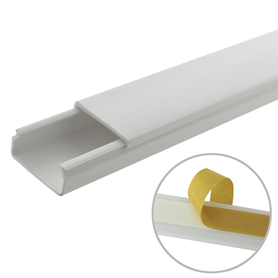 THORSMAN - Canaleta blanca de PVC auto extinguible, sin división, 20 x 10 mm, tramo de 6 pies, con cinta adhesiva (5101-21262)
