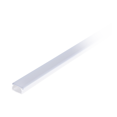 THORSMAN -  Canaleta blanca con tapa transparente de PVC auto extinguible, ideal para colocar iluminación tipo Led, sin división, 20 x 10 mm, tramo de 2.5 m