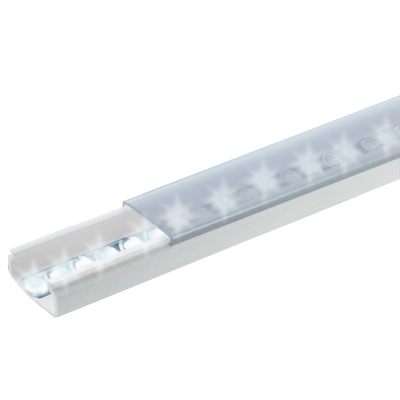 THORSMAN - Difusor para tira LED con tapa transparente de PVC auto extinguible, ideal para colocar iluminación, 20 x 10mm, tramo de 1.53 m con cinta Autoadherible.