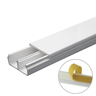 THORSMAN - Canaleta en color blanco de PVC auto extinguible, con divisón 35 x 17, tramo de 6 pies, con cinta adhesiva (5301-21252)