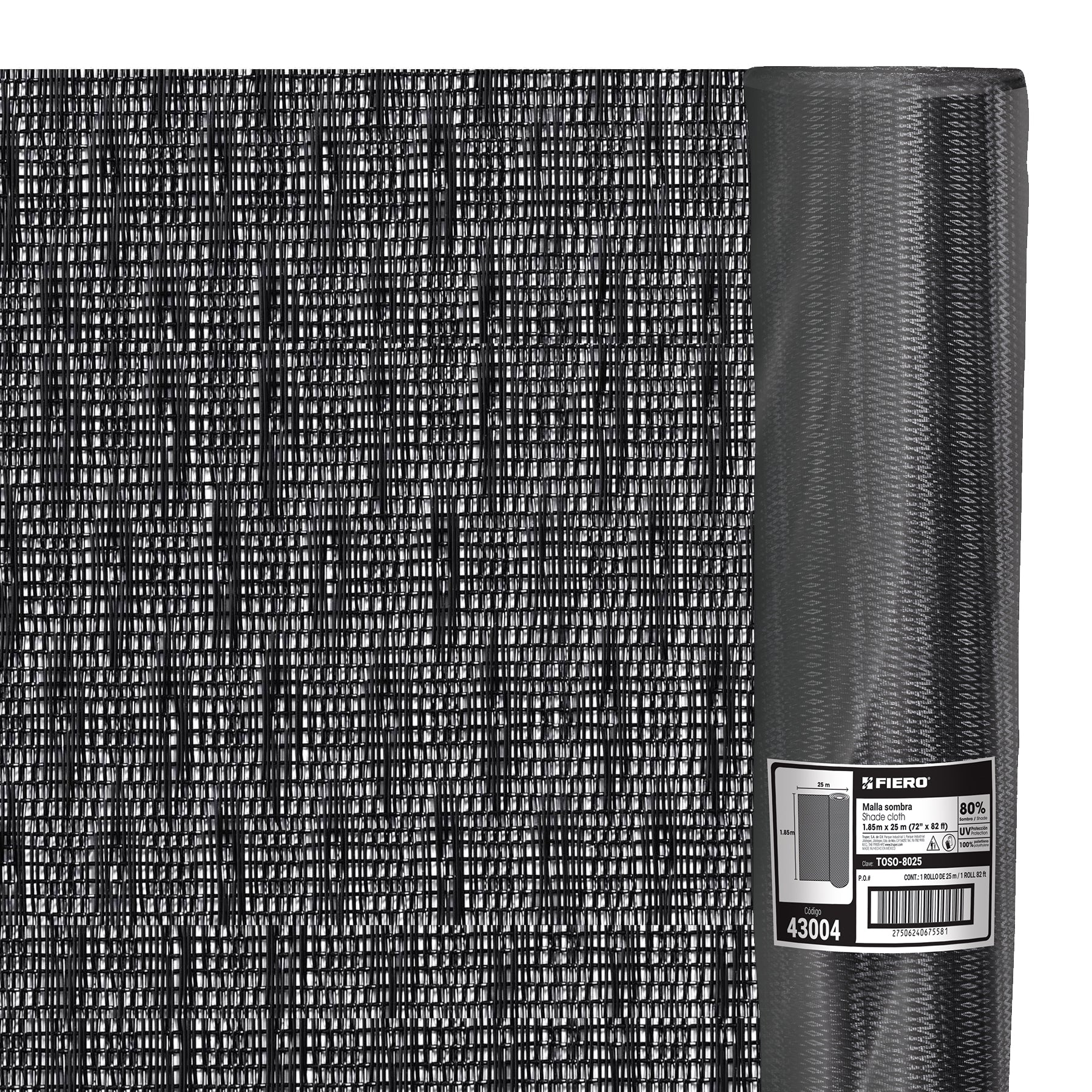 Rollo de toldo sombra 80% de 25 m x 1.85 m, FIERO